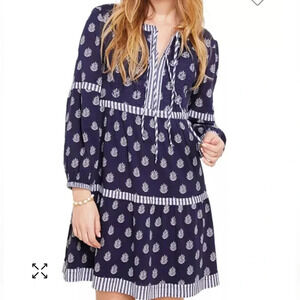 NWT Vineyard Vines Navy Blue Cotton Tunic Dress 2X Fleur de Leaf